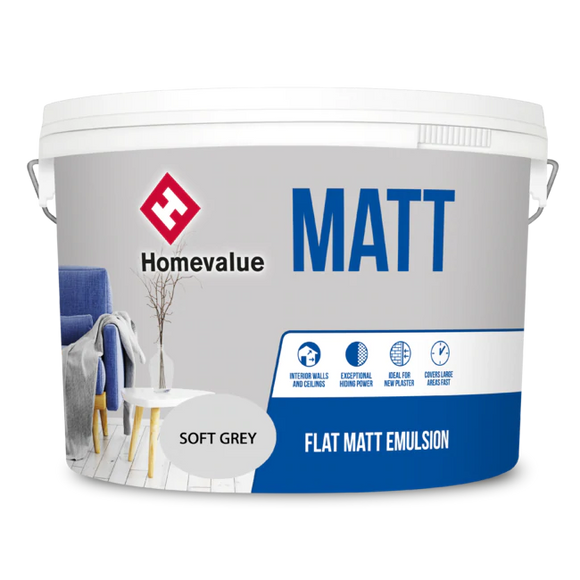Homevale Soft Grey Matt Emulsion 10L - T.O'Higgins Homevalue - Galway