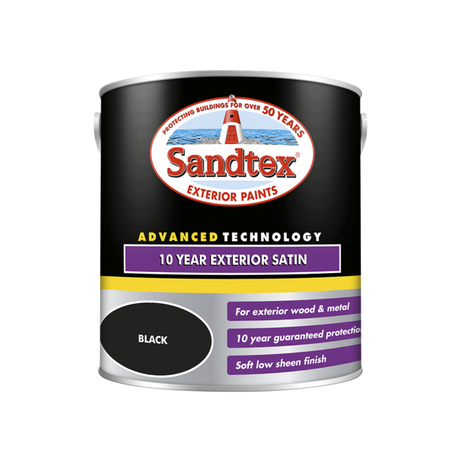 Sandtex 10 Year Satin Black 2.5L