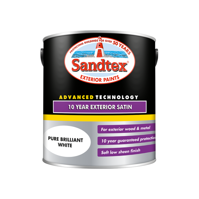 Sandtex 10 Year Satin Brilliant White 2.5L