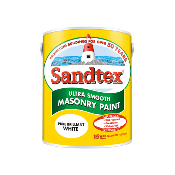 Sandtex Microseal Smooth Masonry Brilliant White 5L - T.O'Higgins Homevalue - Galway