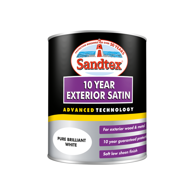 Sandtex 10 Year Satin Brilliant White 750ml