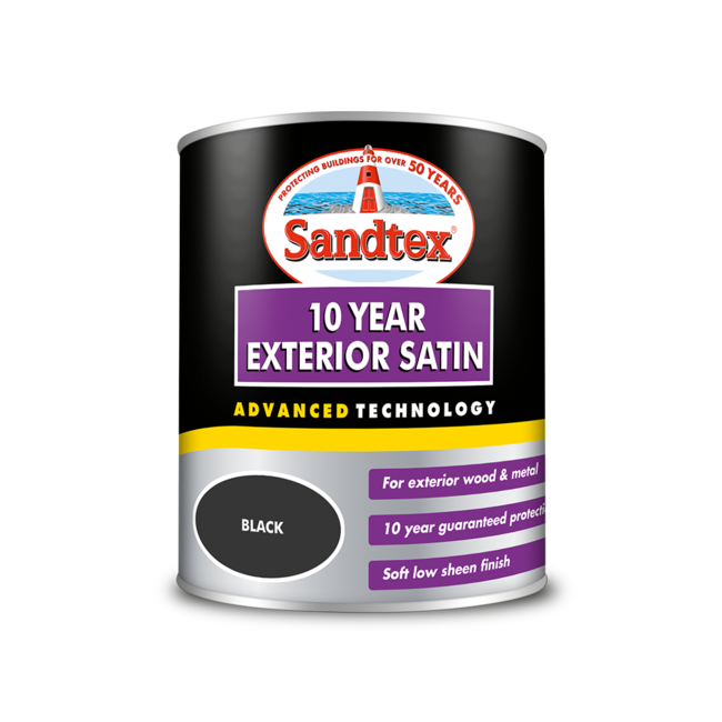 Sandtex 10 Year Satin Black 750ml