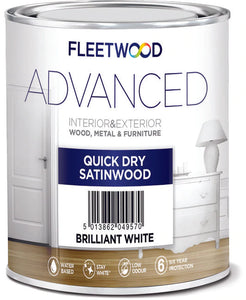 Fleetwood Advanced Quick Dry Satinwood Brilliant White 2.5L - T.O'Higgins Homevalue - Galway