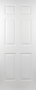 Regency White Primed 6 Panel Wood Grain Fire Door 44mm