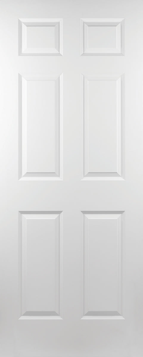 Regency White Primed 6 Panel Wood Grain Fire Door 44mm