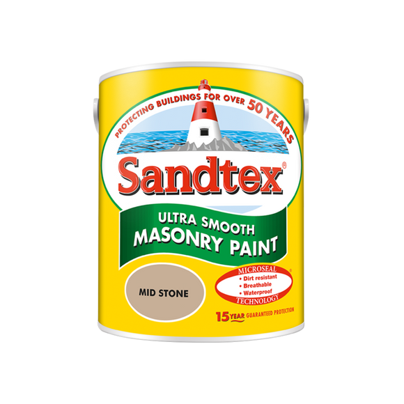 Sandtex Microseal Smooth Masonry Mid Stone 5L - T.O'Higgins Homevalue - Galway