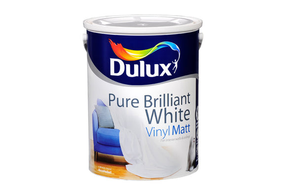 Dulux Vinyl Matt Pure Brilliant White  5L - T.O'Higgins Homevalue - Galway
