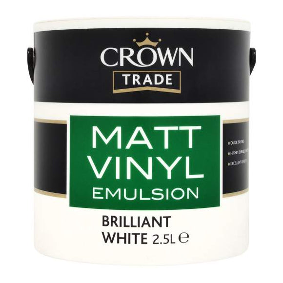 Crown Vinyl Matt Emulsion White 2.5L - T.O'Higgins Homevalue - Galway