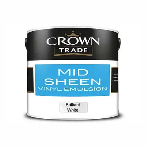 Crown Mid Sheen Vinyl Emulsion Brilliant White 2.5L - T.O'Higgins Homevalue - Galway