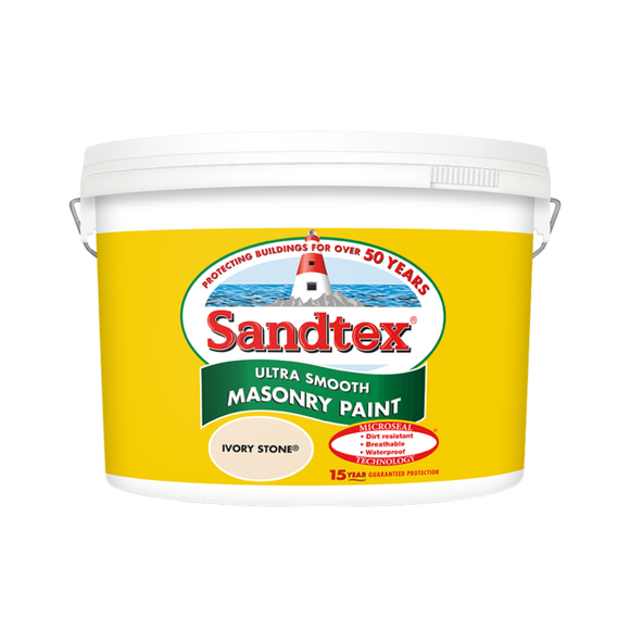 Sandtex Microseal Smooth Masonry Ivory Stone 10L - T.O'Higgins Homevalue - Galway