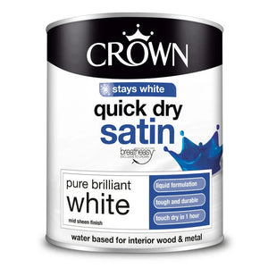 Crown "Stays White" Quick Dry Satin White 750ml - T.O'Higgins Homevalue - Galway