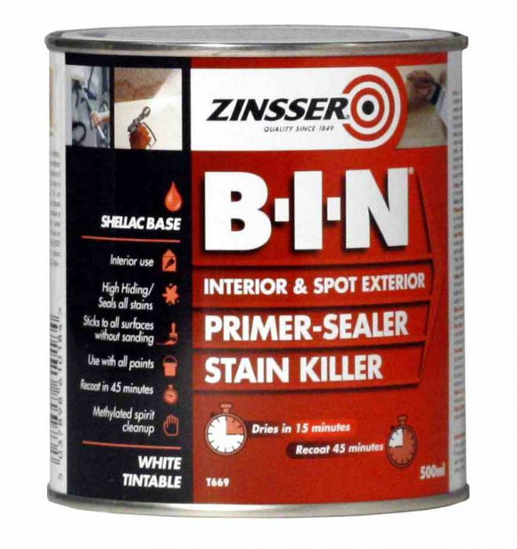 Zinsser Bin Primer-Sealer 500ml - T.O'Higgins Homevalue - Galway