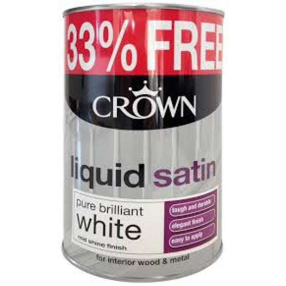 Crown Satin Pure Brilliant White 1L - T.O'Higgins Homevalue - Galway