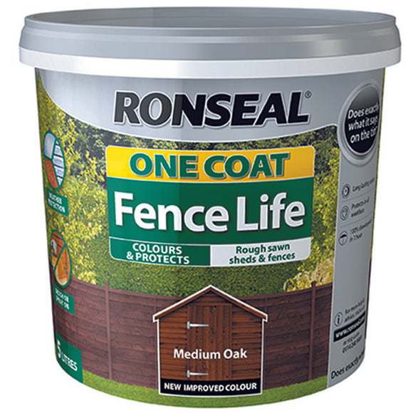 One Coat Fence Life 5L Medium Oak - T.O'Higgins Homevalue - Galway