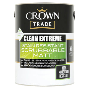 Crown Clean Extreme Stain Resistant Scrubbable Matt White 5L - T.O'Higgins Homevalue - Galway