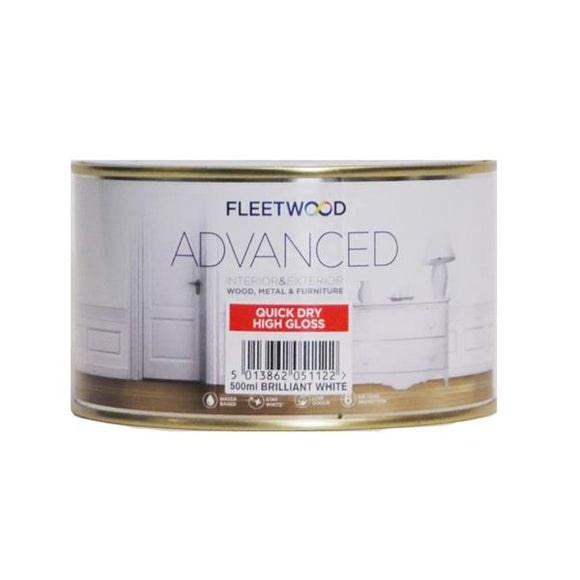 Fleetwood Advanced Quick Dry Gloss Brilliant White 500ml - T.O'Higgins Homevalue - Galway