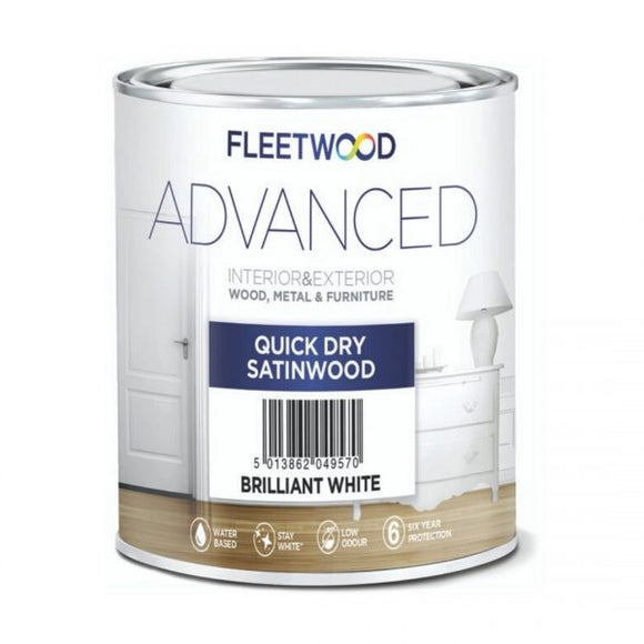 Fleetwood Advanced Quick Dry Satinwood Brilliant White 5L - T.O'Higgins Homevalue - Galway